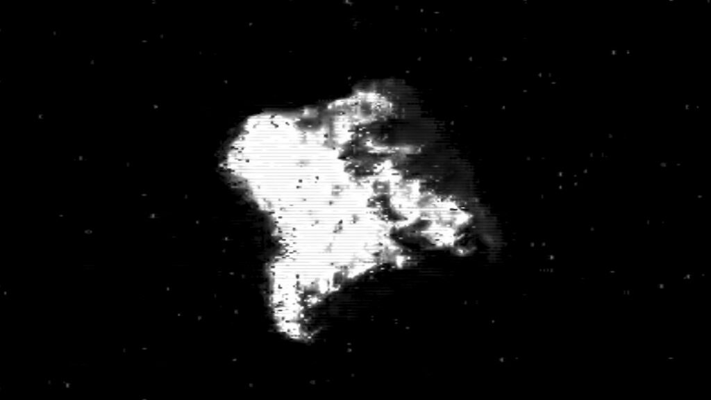 El meteorit filmat en Hi8, amb l'aspecte cremat d'una imatge antiga